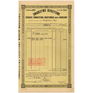Warsaw, Certificate of deposit of the Credit Society for 8,000 zloty 1937