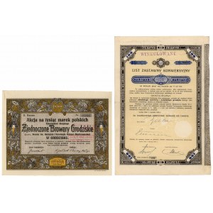 Zjednoczone Browary Grodziskie, Em.2, 1.000 mkp i Lwów, TKZ, 4% List zastawny konwersyjny 100 zł 1925 (2szt)