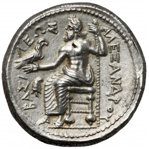 Grecja, Macedonia, Aleksander III Wielki (328-320 p.n.e.) Tetradrachma, Amfipolis - ZNAKOMITY STYL