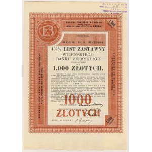 Vilniuská zemská banka, zástavní list, série III 1 000 zl 1934