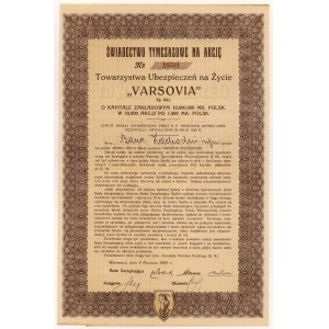 VARSOVIA životní pojišťovna, prozatímní osvědčení 250 mkp 1920