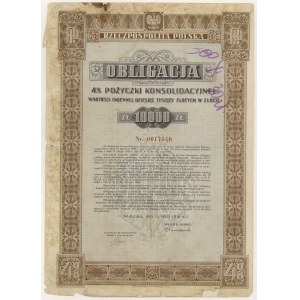 4% Fire. Consolidation 1936, Bond for 10,000 zloty