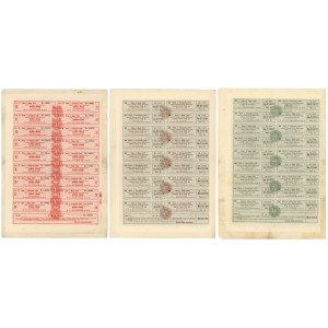 Ľvov, Akc. banka Hipoteczny, hypotekárne listy 2x 50 a 100 zlotých 1926 (3 ks)