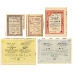 Požiarne dlhopisy. Konvertibilné zmenky z roku 1926 a nákladné listy (5 ks)