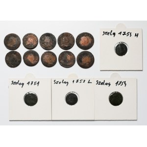 Augustus III Saxon, Shelties and copper pennies (14pc)