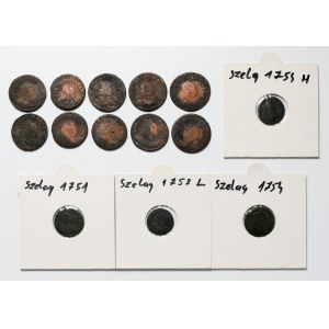 August III Sas, medené črepy a mince (14ks)