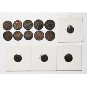 Augustus III Saxon, Shelties and copper pennies (14pc)