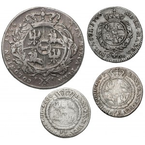 Poniatowski, TALAR (zbrojarz), dwuzłotówka i złotówki 1766-67 (4szt)