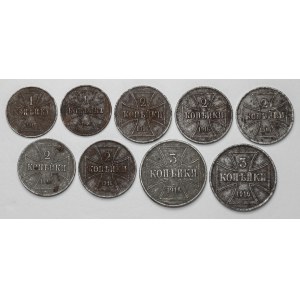 Ober-Ost. 1-3 kopiejki 1816 A i J (9szt)