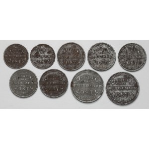 Ober-Ost. 1-3 kopiejki 1816 A i J (9szt)