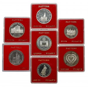 Samples of SILVER and FeNi 20-1,000 zl 1981-1987 (7pcs)