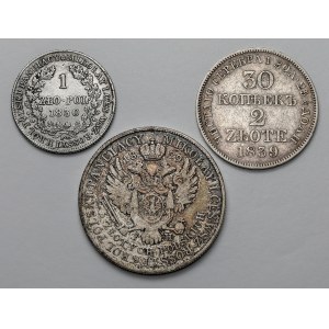 1, 2 i 5 złotych 1829-1839 (3szt)