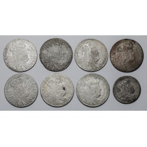 Augustus III Sas, Orty and sixpence, set (8pcs)
