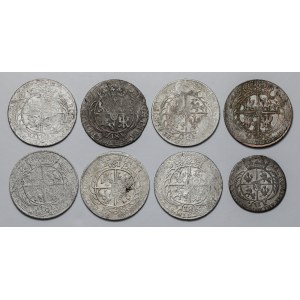 Augustus III Sas, Orty and sixpence, set (8pcs)