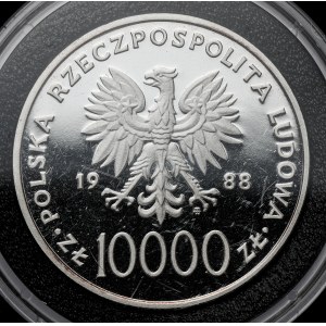 10.000 złotych 1988 Jan Paweł II Cienki krzyż - z certyfikatem PCS