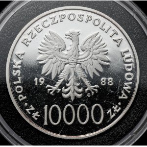 10 000 PLN 1988 Jan Pavel II Tenký kříž - s certifikátem PCS