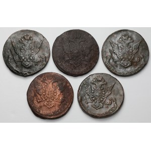 Rusko, Katarína II, 5 kopejok 1763-1773, sada (5 ks)