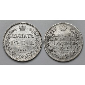 Rosja, Aleksander I i Mikołaj I, Rubel 1819-1841, zestaw (2szt)