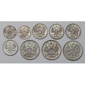 Russia, Alexander III and Nicholas II, 5 - 20 kopecks 1890-1914, lot (9pcs)