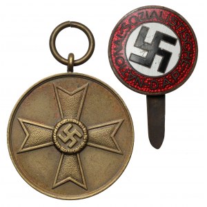 Drittes Reich, NSDAP Abzeichen und Medaille 1939, Satz (2tlg.)