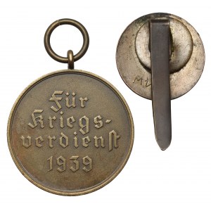 Drittes Reich, NSDAP Abzeichen und Medaille 1939, Satz (2tlg.)