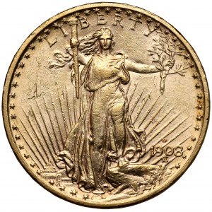 USA, $20 1908-D, Denver - vzácne