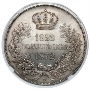 Saxony, 2 thalers 1872-B - Golden Wedding