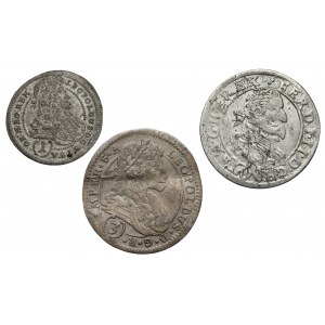 Austria, 1 - 3 kreuzer 1628-1697 (3pcs)