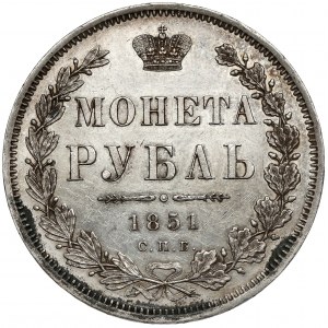 Rusko, Mikuláš I., rubľ 1851 ПА, Petrohrad