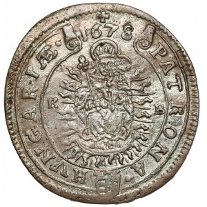 Hungary, Leopold I, 15 kreuzer 1678-KB, Kremnitz