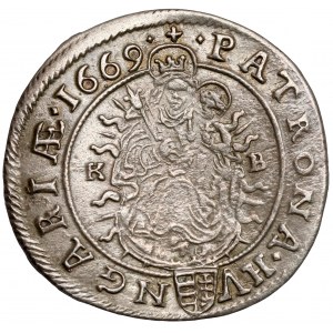 Maďarsko, Leopold I., 6 krajcars 1669 KB, Kremncia