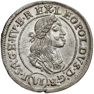 Węgry, Leopold I, 6 krajcarów 1671 KB, Kremnica