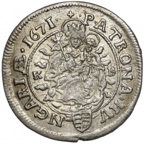 Węgry, Leopold I, 6 krajcarów 1671 KB, Kremnica