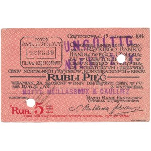 Czestochowa, Riga Commercial Bank 5 rubles 1914 UNGÜLTIG