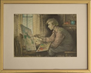 Helge Andreas Artelius(1895-1989),Autoportret artysty malarza w pracowni
