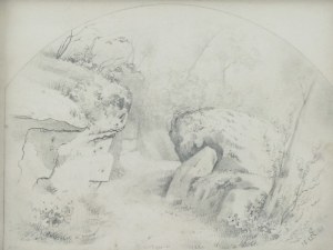 Artur GROTTGER (1837-1867), Pejzaż ze skałami i lasem, 1860