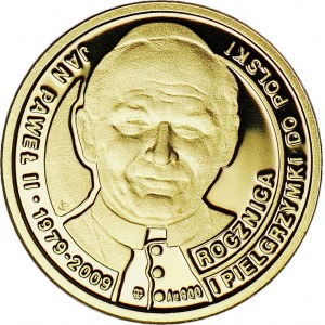 Jan Paweł II 2009 rok, wielkości 100 zł(Au 900, 8g), 30 Rocznica Pierwszej Pielgrzymki do Polski, nakład 679 szt.