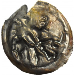 R-, Mieszko III Stary 1173-1202, Gniezno, Brakteat łaciński, Książę na koniu, napis hebrajski, R4