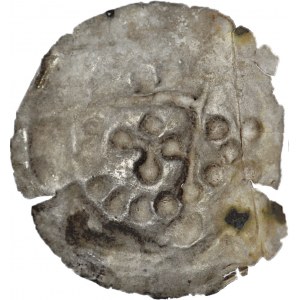 RR-, Deutscher Orden, Brakteat 1236-1248, Torun, Arm mit Wimpel, 5 Kugeln