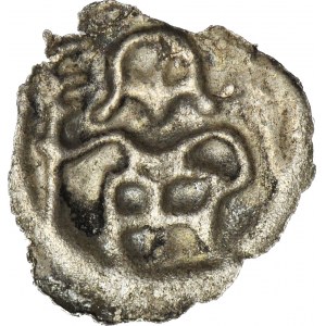 RR-, Zakon Krzyżacki, Brakteat 1247-1258, Toruń, Rycerz z tarczą, rzadki