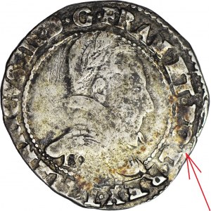 R-, Henryk Walezy, Król Polski, 1/2 franka 1576-92, data pod popiersiem