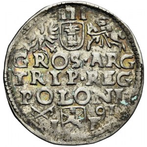 RR-, Zygmunt III Waza, Trojak 1591, Poznań, GOOS, rzadki