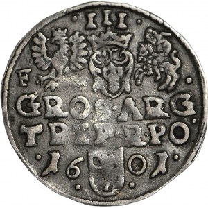 Zygmunt III Waza, Trojak 1601, Wschowa, litera F przy Orle