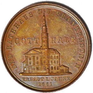 Śląsk, Medal 1858 41mm, zniszczenie ratusza w Ząbkowicach Śląskich