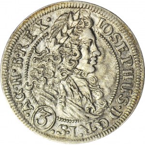 Śląsk, Józef I, Wrocław, 3 krajcary 1706 FN, B.REX./SIL