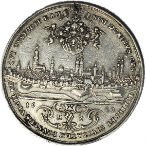 R-, Śląsk, Wrocław, Medal 1629, srebro, Dadler, panorama miasta, rzadki