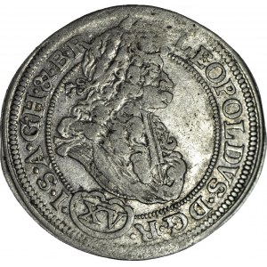RR-, Śląsk, Leopold I, 15 krajcarów 1693, CB w nietypowej rozecie, Brzeg