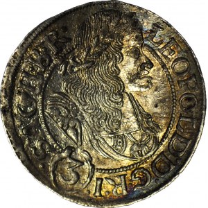 Śląsk, Leopold I, 3 krajcary 1668 SHS, Wrocław, SIL, BEZ SZARFY, WYŚMIENITE