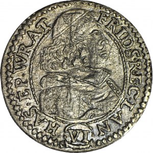 R-, Śląsk, Księstwo Nyskie, Fryderyk Heski, 6 krajcarów 1680, Nysa, wąskie popiersie