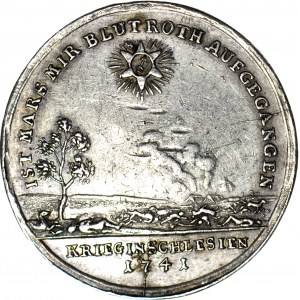 R-, Śląsk, Wrocław, Medal 1741, srebro 32mm, J. Kittel, początek wojny śląskiej 1741 i śmierć Karola VI 1740